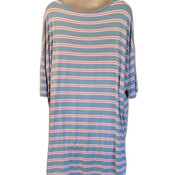 LuLaRoe GiGi Long Flowy Blouse Boat Neck High Low Hem T Shirt Quarter Sleeve Top - Picture 5 of 16